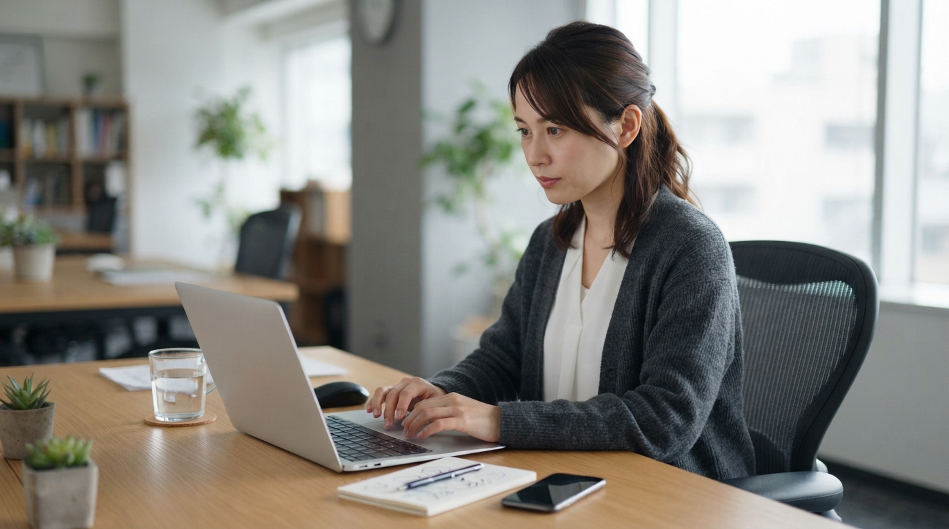 求人原稿を作成する日本人の採用担当者